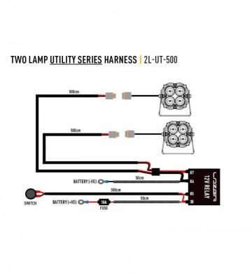 Lazer kabelset utility 2 lampen met schakelaar 12v 0